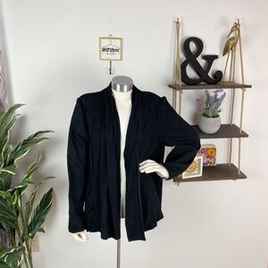 Halston Black Open Front Structured Cardigan